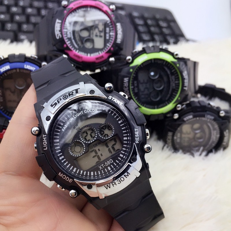 正品七彩防水運動電子手錶學生兒童數字腕表鬧鐘帶燈秒表工廠,批發,進口,代購