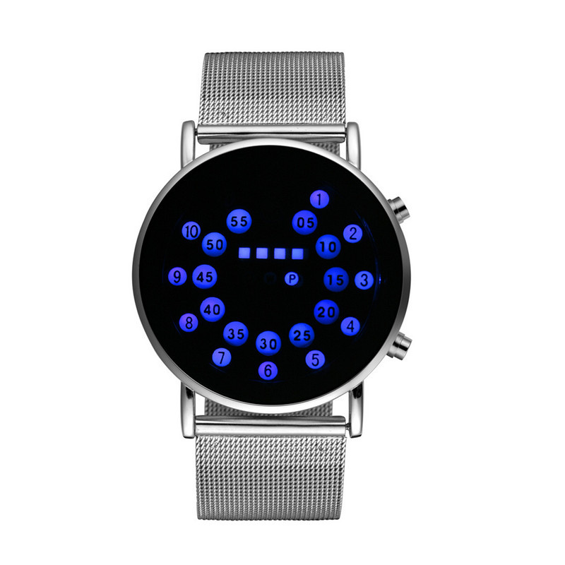 廠傢直銷鋼絲帶LED滾珠電子手錶網織帶男女情侶表滾珠鋼帶手錶工廠,批發,進口,代購