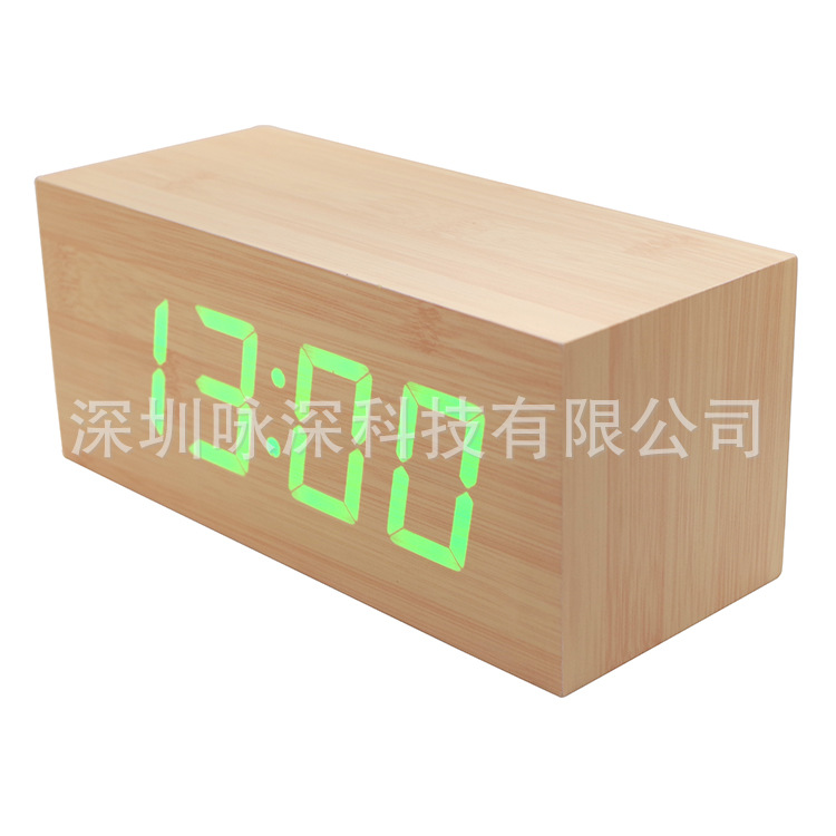 靜音數字聲控木頭鐘 1.8寸大屏LED電子鬧鐘 alarm clock 生產廠傢工廠,批發,進口,代購