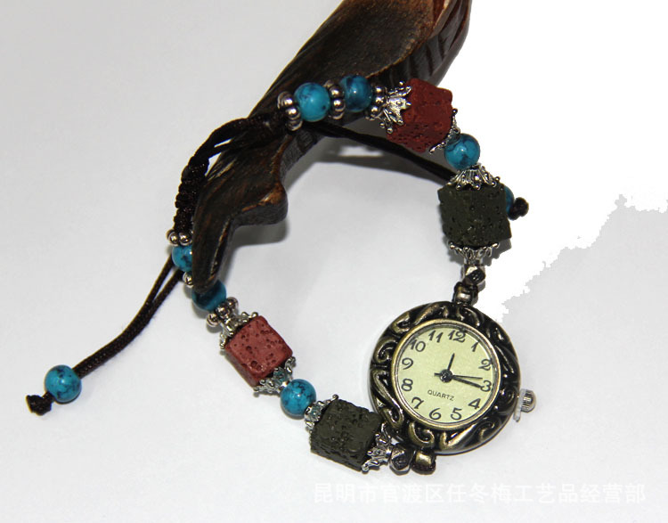 雲南民族風仿古火山石手鏈表 女士手錶復古飾品編製個性手錶批發批發・進口・工廠・代買・代購