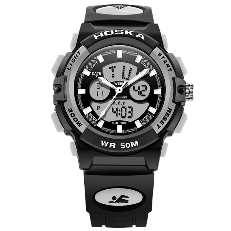 HOSKA好時佳手錶男女學生電子表 防水運動戶外雙顯跑步多功能手錶工廠,批發,進口,代購