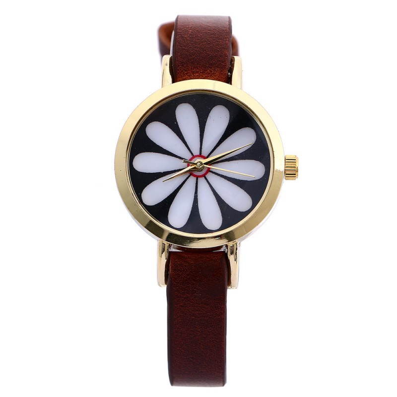 2015太陽花細皮帶表金殼手錶 時尚手錶  女士皮帶手錶廠傢批發工廠,批發,進口,代購