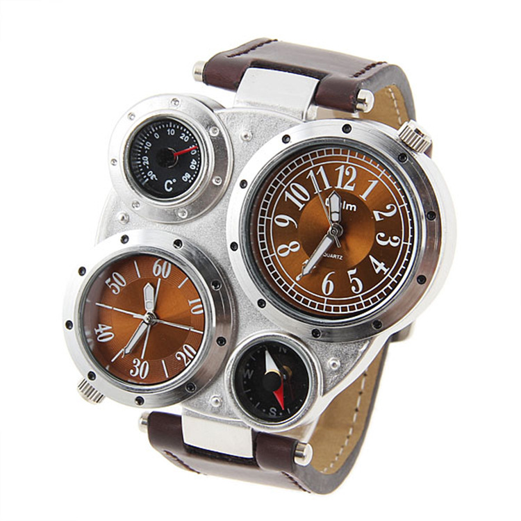 爆款歐蕾男士石英手錶雙機芯雙顯休閒運動手錶皮帶腕表一件代發工廠,批發,進口,代購