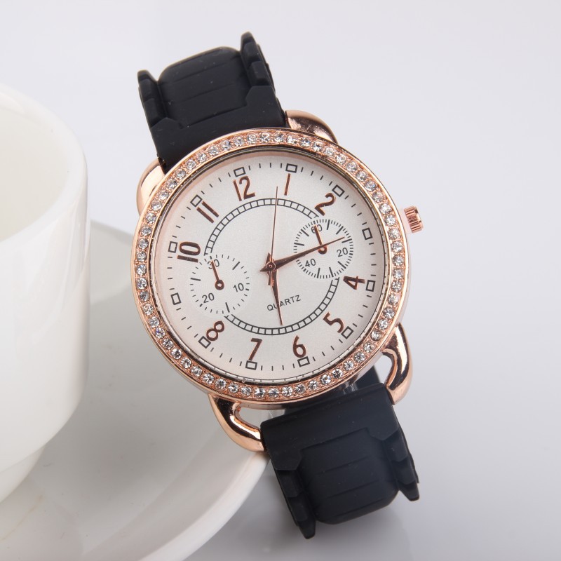 廠傢直銷  速賣通新款手錶  個性時尚 鑲鉆矽膠表工廠,批發,進口,代購