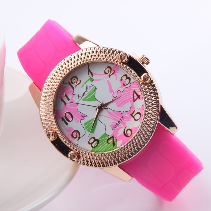 2015年新款矽膠手錶 時尚男女表大花金邊圓點手錶工廠,批發,進口,代購