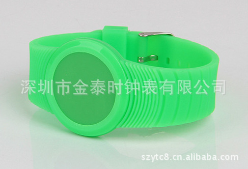批發供應新款圓形暢銷矽膠環保觸摸LED跑馬燈兒童13色果凍手錶工廠,批發,進口,代購