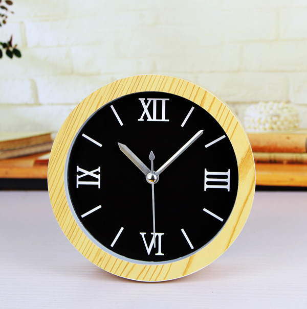 原木簡約創意楓黃原木頭色小鬧鐘 辦公室床頭座時鐘表工廠,批發,進口,代購