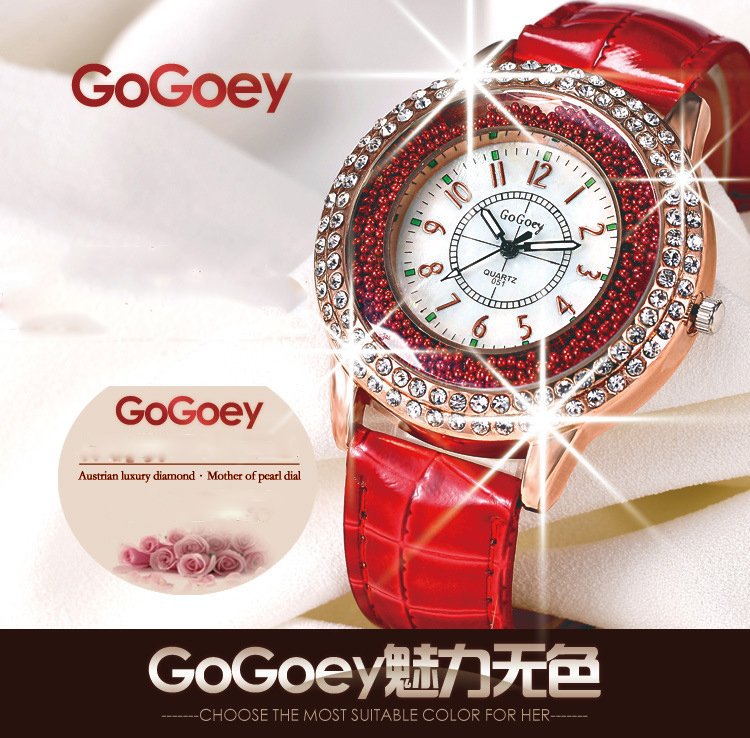 Gogoey 時尚鑲鉆皮帶石英表 女士手錶批發 禮品表 美麗因你而在工廠,批發,進口,代購