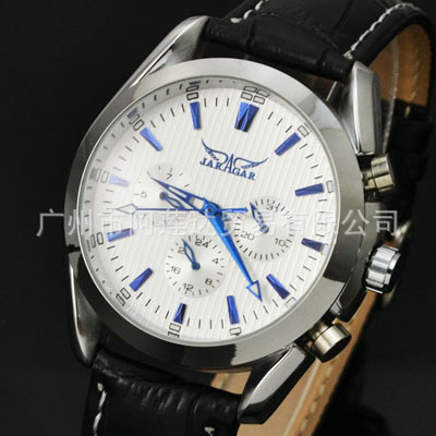 2014 新款 Jaragar 個性時尚大表盤日歷皮帶手錶 男士機械表 5774工廠,批發,進口,代購