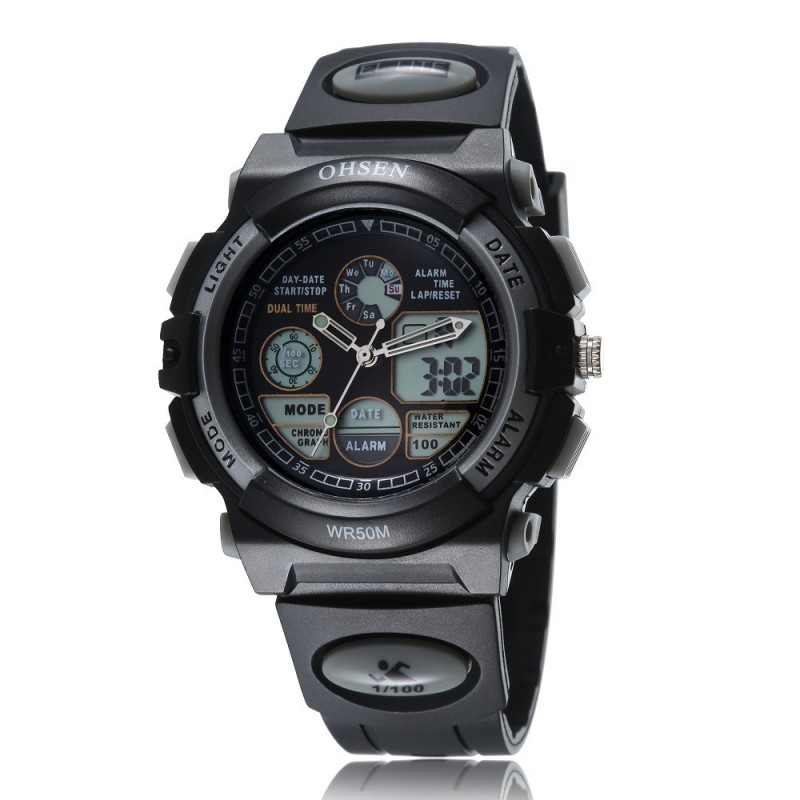 2015年新款 奧聖電子手錶 男士30米潛水表 帶跑秒  夜光手錶批發・進口・工廠・代買・代購