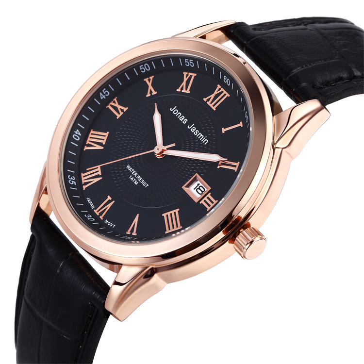 JONAS JASMIN聚佳 正品腕表 商務休閒 尊貴氣質 防水石英手錶皮帶工廠,批發,進口,代購