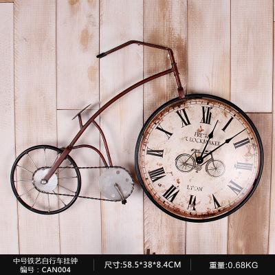 新款美式鄉村鐵藝自行車鐘表掛鐘 復古做舊單車壁飾 靜音時鐘工廠,批發,進口,代購