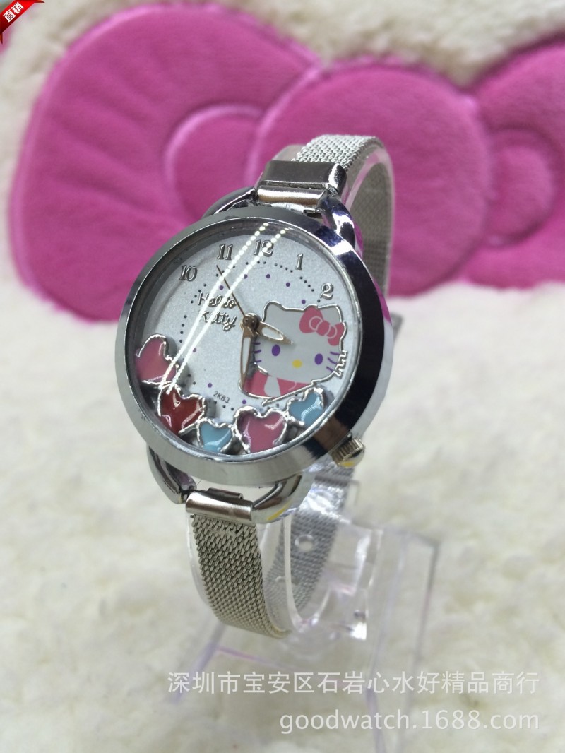 廠傢直銷韓版凱蒂貓時尚女腕表hello Kitty卡通女孩學生鋼帶手錶批發・進口・工廠・代買・代購