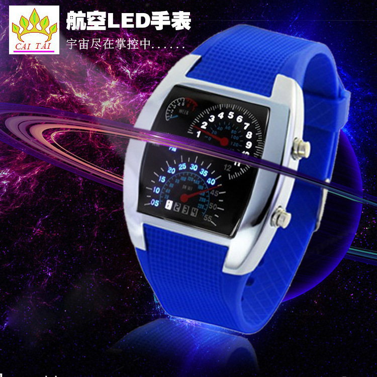 LED手錶機表盤手錶男式航空電子表韓版學生腕表潮流時尚外貿特價批發・進口・工廠・代買・代購