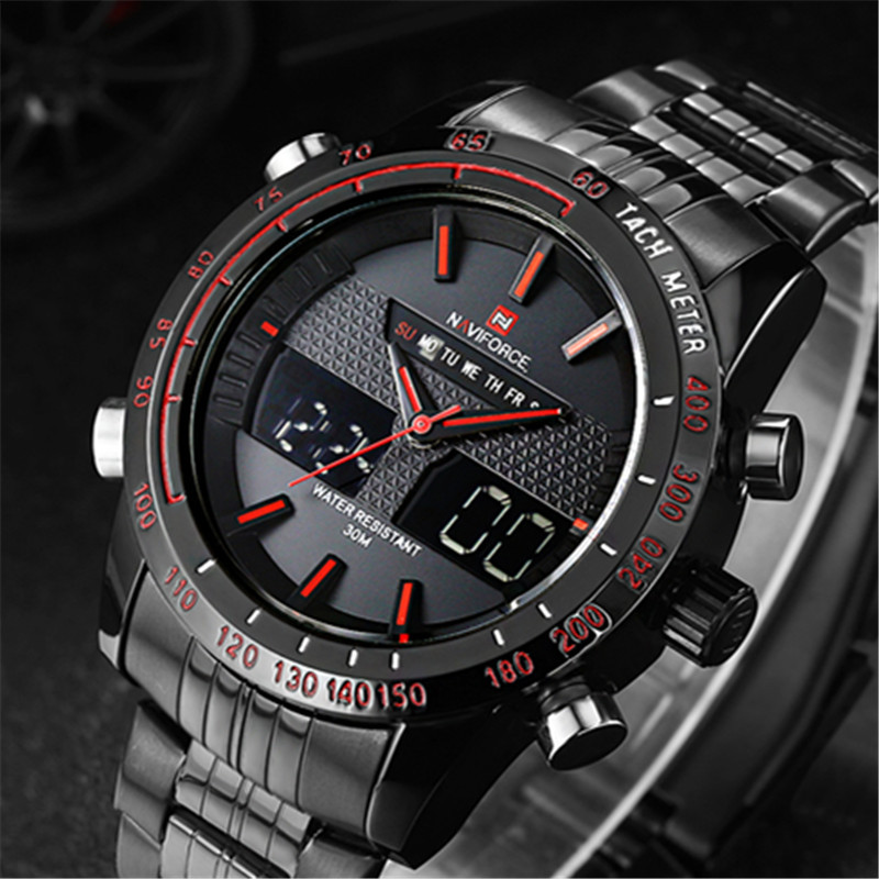 Men's Watches Naviforce Fashion Full Steel LED Digital Watch工廠,批發,進口,代購