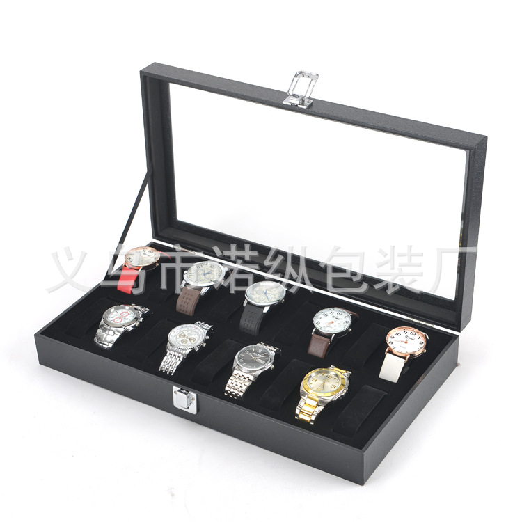 木質禮盒 特價18位手錶盒子 手錶禮盒 首飾包裝盒黑色表盒現貨工廠,批發,進口,代購