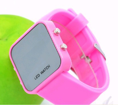 現貨韓版led矽膠電子手錶學生男女款個性鏡麵時裝表 果凍色手錶批發・進口・工廠・代買・代購