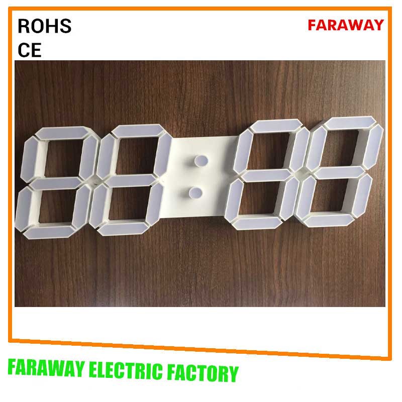2016款熱賣立體鏤空白色LED數字鐘，LED時鐘帶遙控批發・進口・工廠・代買・代購