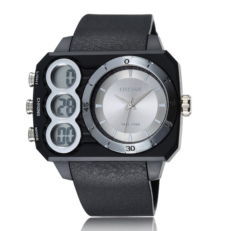 批發奧聖OHSEN外貿熱賣手錶男士方形膠帶LED時尚運動腕表批發・進口・工廠・代買・代購