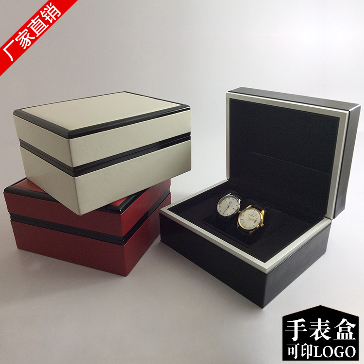 滿即包郵 高密度木板商務手錶盒米白黑紅色PU長方形木質禮品盒工廠,批發,進口,代購