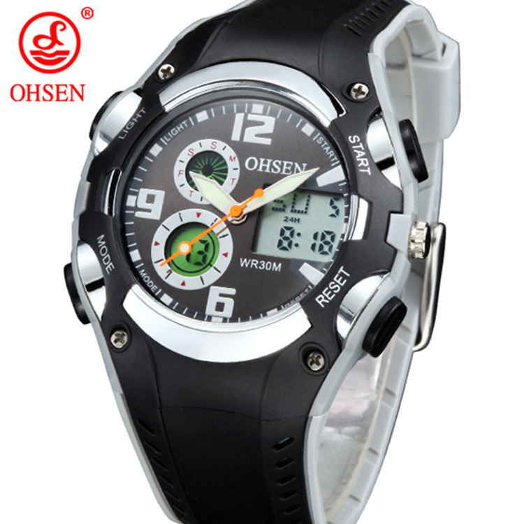 2015年新款 奧聖電子手錶 男士30米潛水表 帶跑秒 夜光手錶批發・進口・工廠・代買・代購