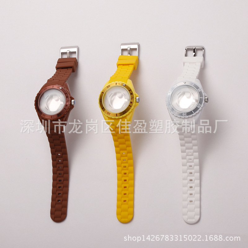 2015年供應新款塑膠表殼 環保矽膠手錶套裝 PC表殼配PU表帶工廠,批發,進口,代購