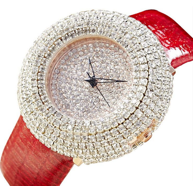 2016外貿熱銷手錶 時尚潮流女性手錶 滿鉆鑲嵌石英皮帶表現貨批發批發・進口・工廠・代買・代購