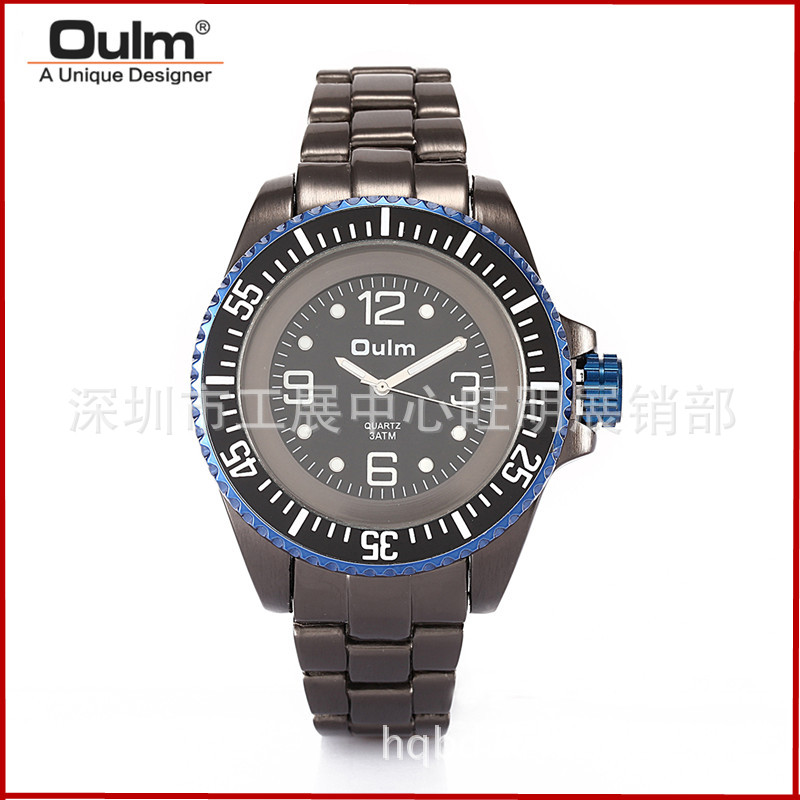 Oulm歐鐳手錶3916時尚男士概念手錶防水鋼帶腕表機芯大盤男表批發・進口・工廠・代買・代購