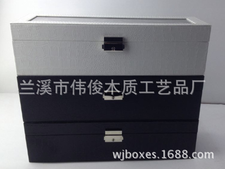 專業生產黑色皮質鱷魚紋6隻裝手錶盒 pu皮手錶盒定製 表盒廠傢批發・進口・工廠・代買・代購