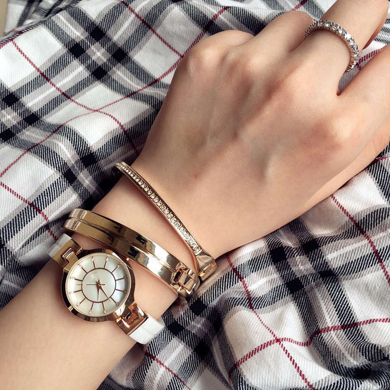 陶瓷帶圓盤時尚手錶套裝三件套手錶表盤為黑白珍珠白貝麵經典之最批發・進口・工廠・代買・代購