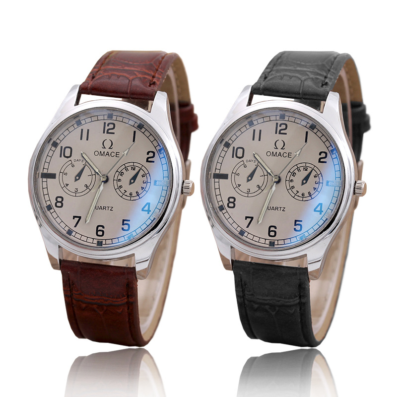 新款OMACE藍光玻璃石英情侶對表 雙眼時裝手錶 淘寶微商爆款批發批發・進口・工廠・代買・代購