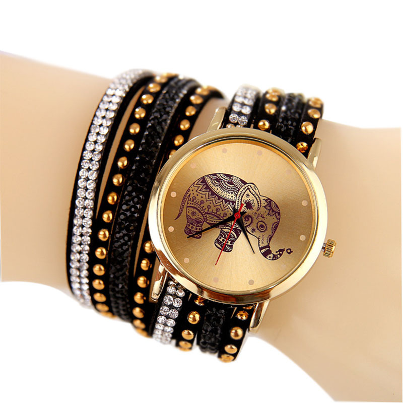 新款韓國絨大象圖案手錶 繞圈手錶 女式手錶 長帶大象女表現貨批發・進口・工廠・代買・代購