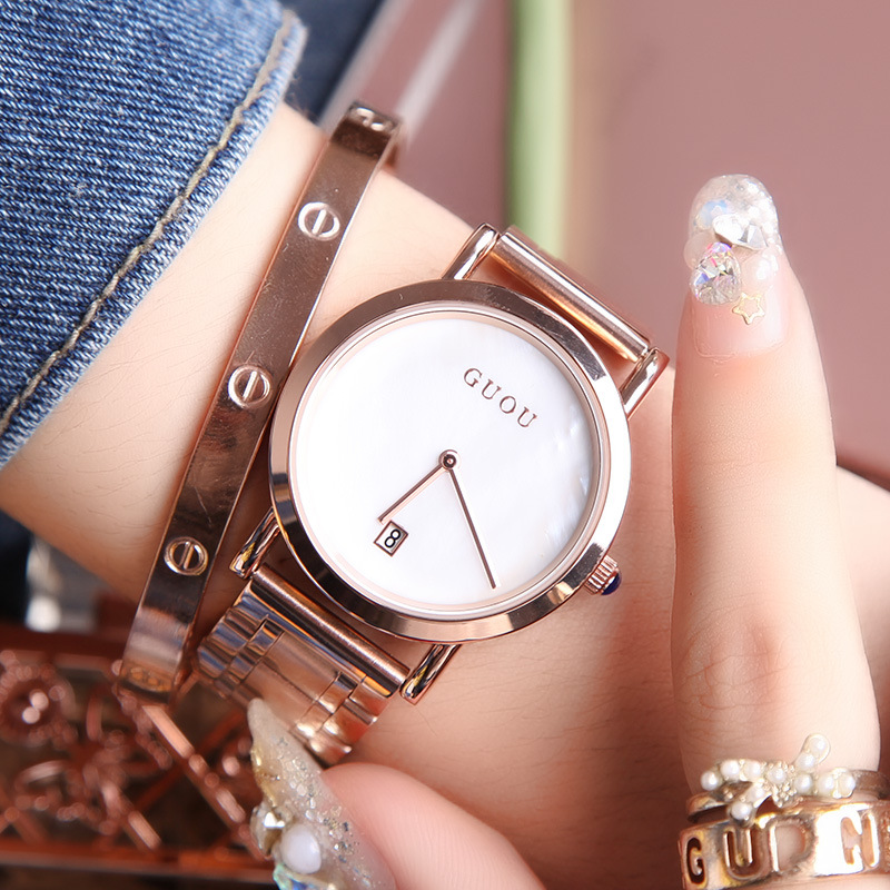 新款韓版潮流時尚手錶女大表盤超薄鋼帶精鋼時尚石英表時裝女表批發・進口・工廠・代買・代購