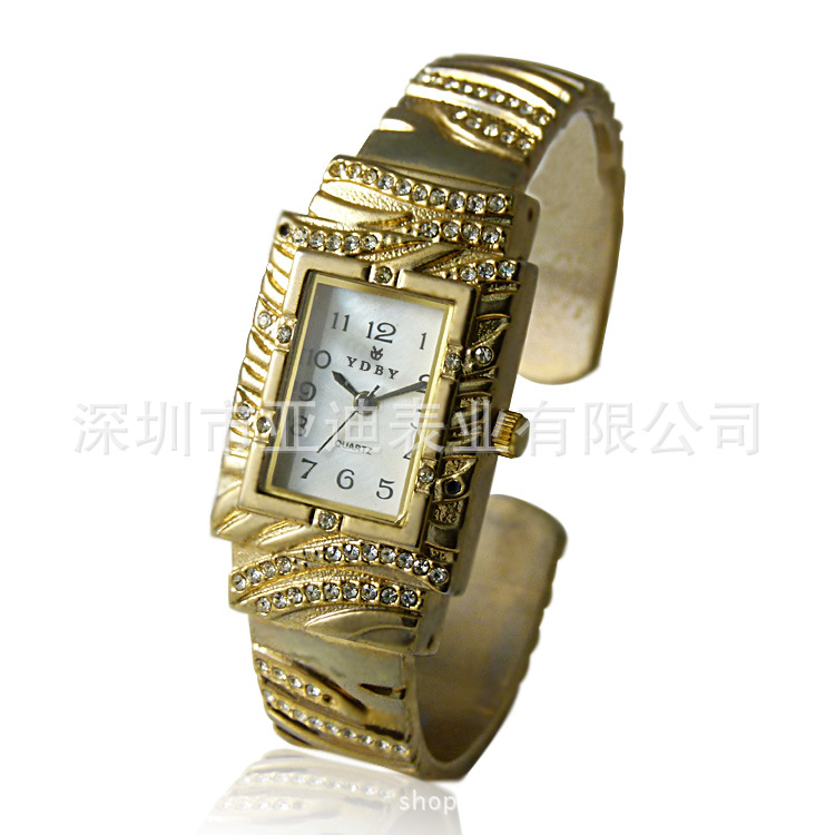 2015熱銷新款合金手鐲表高檔金色鑲鉆手錶精致時尚女表韓式款式批發・進口・工廠・代買・代購