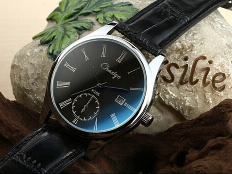 2015款高檔三針帶日歷藍光玻璃防水手錶真皮帶表男女士情侶手錶2批發・進口・工廠・代買・代購