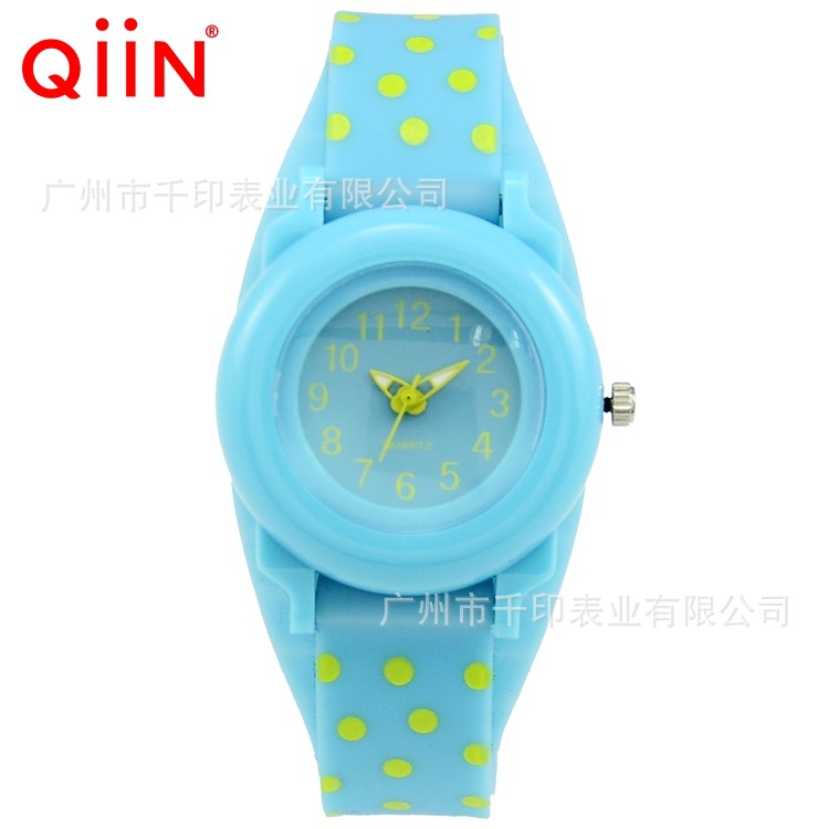 QQ503韓版卡通PU可愛幾何條紋圓點矽膠手錶腕表女表批發・進口・工廠・代買・代購