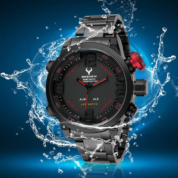 男士運動手錶 LED雙顯防水夜光多功能手錶 BESNEW廠傢直銷批發・進口・工廠・代買・代購
