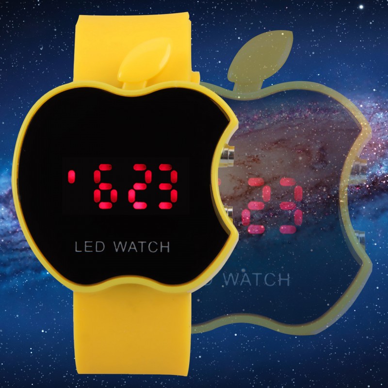 韓國個性LED蘋果鏡子表 LED學生時裝表矽膠手錶 外貿批發熱銷款批發・進口・工廠・代買・代購
