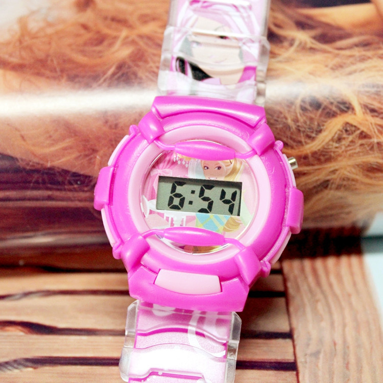 矽膠果凍CARTOON WATCH卡通運動芭比女孩LED休閒兒童電子手錶批發批發・進口・工廠・代買・代購