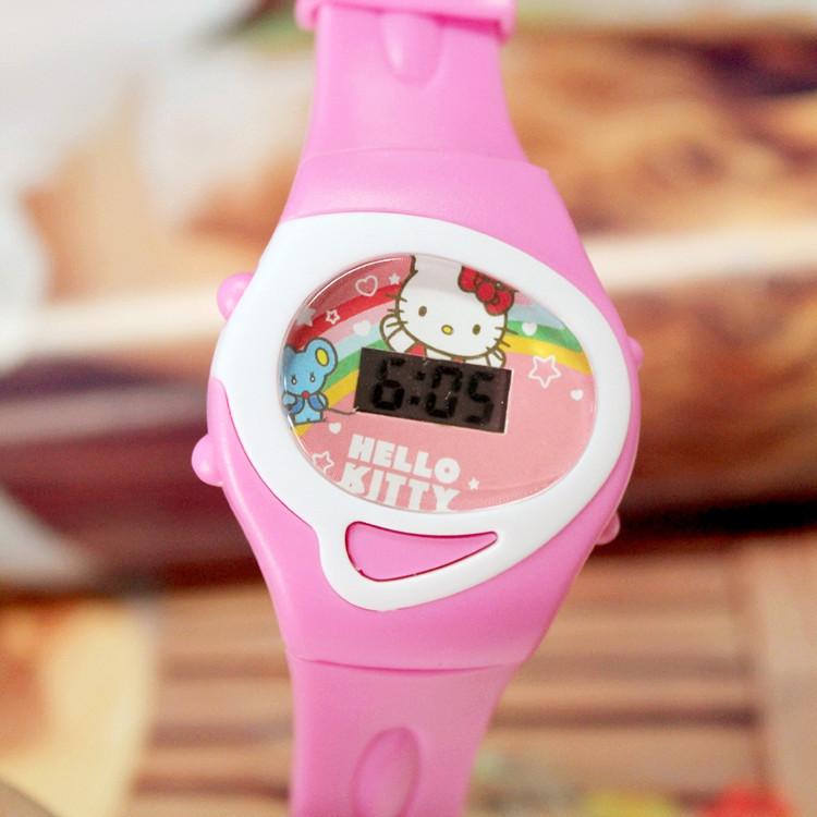 矽膠果凍卡通兒童手錶KT貓Cartoon Watch女孩LED電子手錶廠傢批發工廠,批發,進口,代購
