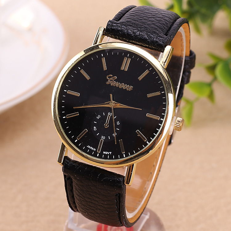 新款日內瓦皮帶男女款皮帶手錶簡潔刻度圓盤手錶廠傢直銷現貨充足批發・進口・工廠・代買・代購