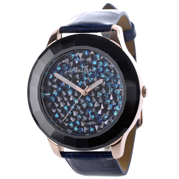 瑪麗莎Melissa時尚手錶批發 韓國風格手錶 真皮表帶滿天星大表盤批發・進口・工廠・代買・代購