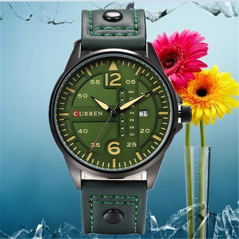 雙日歷男士手錶 品牌CURREN卡瑞恩8224軍用商務石英防水手錶批發・進口・工廠・代買・代購