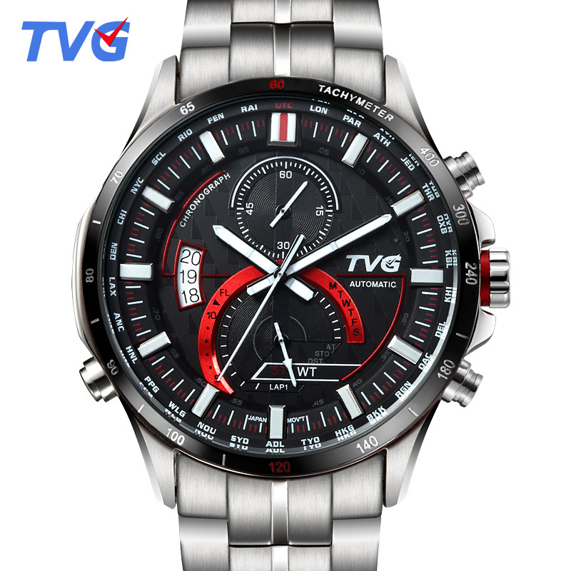 TVG高檔精鋼計時碼表防水男士腕表戶外運動手錶男石英表KM-A500G工廠,批發,進口,代購