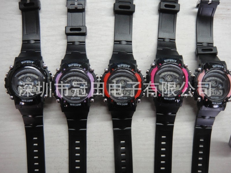 冠田電子學生禮品時尚創意運動防水手錶禮品塑膠手錶工廠,批發,進口,代購