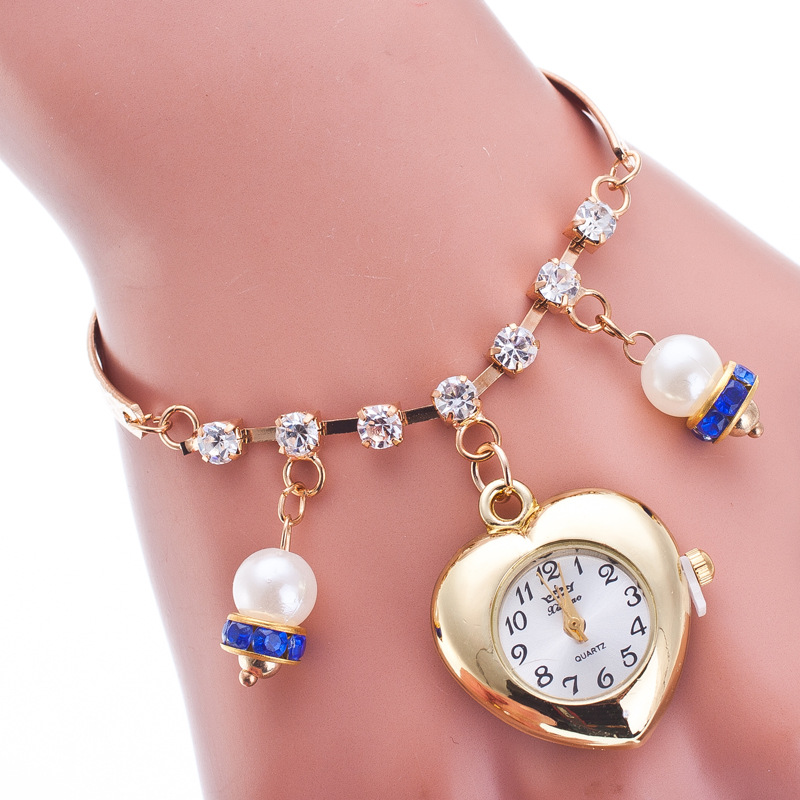 新款熱銷 時尚細鏈子鋼表 碎鉆珍珠裝飾 心性石英手錶 廠傢直銷批發・進口・工廠・代買・代購