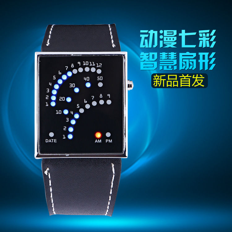 韓版個性時尚扇形手錶 學生二進製手錶 深圳LED手錶工廠供應工廠,批發,進口,代購