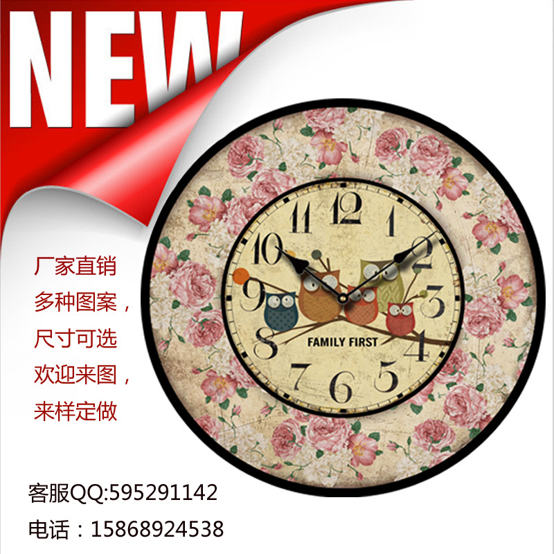 長期供應 密度板掛鐘 MDF CLOCK 30CM復古仿古歐美鐘表廠傢直銷批發・進口・工廠・代買・代購