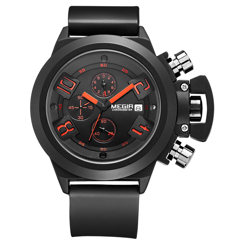 美格爾(MEGIR)男士手錶運動矽膠帶防水日歷多功能計時男表 2002G批發・進口・工廠・代買・代購