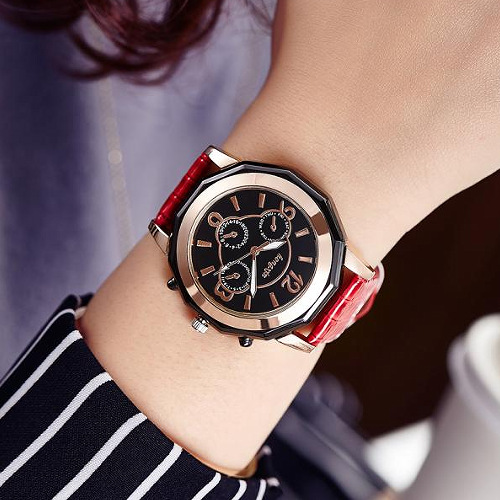 奢華休閒皮帶時尚手錶 女款韓國正品牌石英高檔女士大表盤時裝表批發・進口・工廠・代買・代購